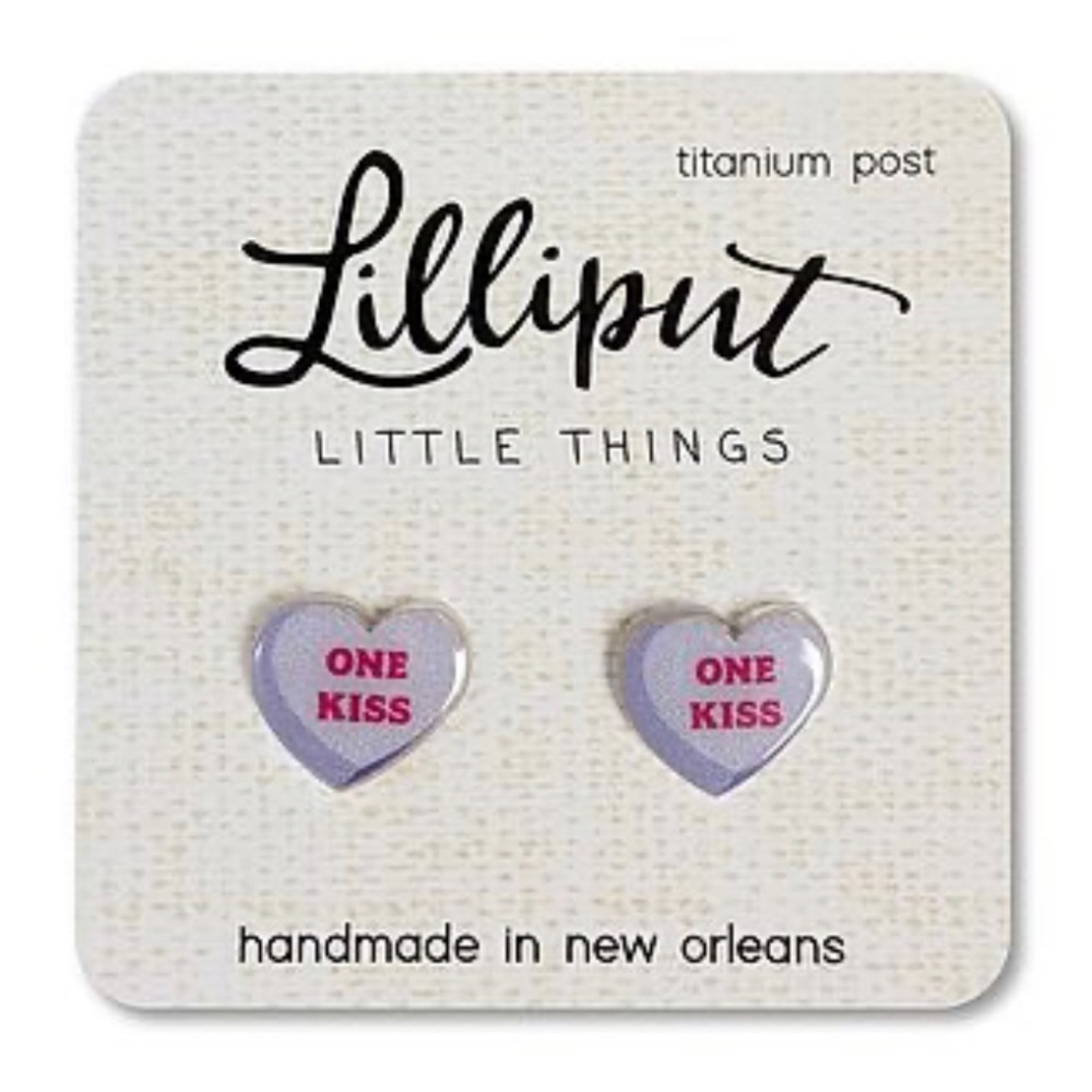 Purple Heart Earrings Titanium Handmade